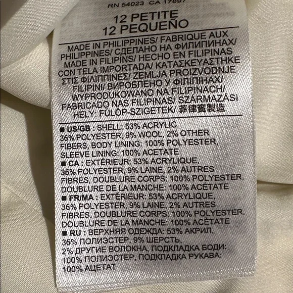 Banana Republic Factory BOUCLÉ MOTO IVORY PETITE JACKET - Picture 16 of 16